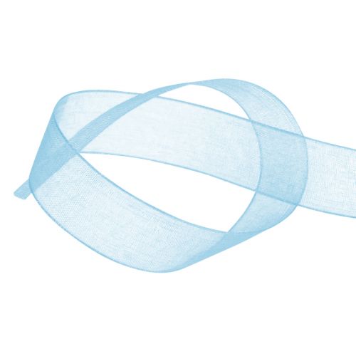 Floristik24 Organza ribbon gift ribbon light blue ribbon blue selvedge 15mm 50m