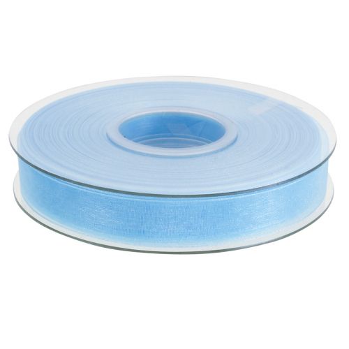 Floristik24 Organza ribbon gift ribbon light blue ribbon blue selvedge 15mm 50m