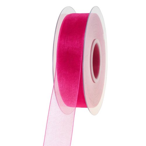 Floristik24 Organza ribbon gift ribbon pink ribbon selvedge 25mm 50m