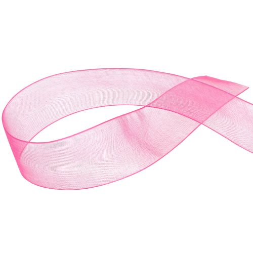 Product Organza ribbon gift ribbon pink ribbon selvedge 25mm 50m