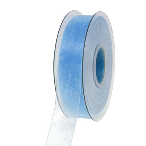 Floristik24 Organza ribbon gift ribbon light blue ribbon blue selvage 25mm 50m