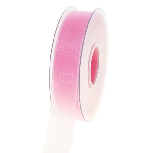 Floristik24 Organza ribbon gift ribbon pink ribbon selvedge 25mm 50m