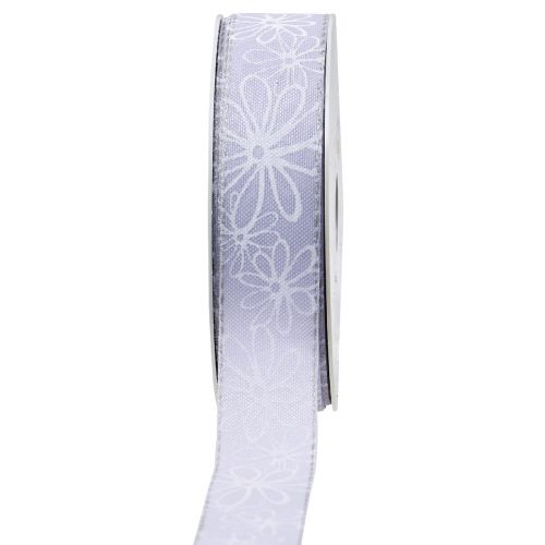 Gift ribbon purple flowers ribbon lilac 25mm 18m
