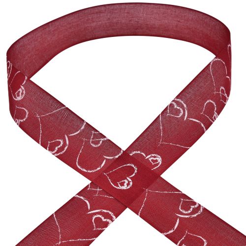 Product Gift ribbon red ribbon with hearts decorative ribbon 40mm 16m