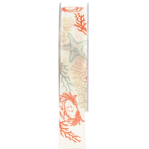 Floristik24 Decorative ribbon maritime gift ribbon coral 25mm 18m