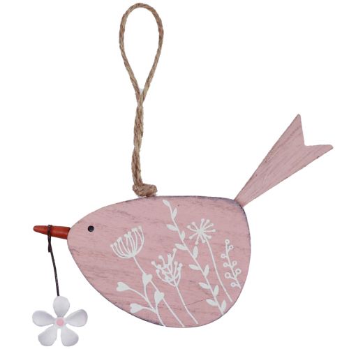Decorative bird spring decoration hanging decoration wood pink 15×8.5cm