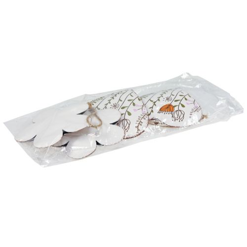 Product Hanging Decoration Metal Decoration Hearts and Flowers White 10cm 4 Pcs