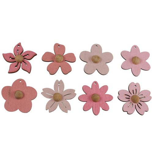 Floristik24 Wooden flowers hanging decoration wood summer decoration pink 4.5cm 24pcs