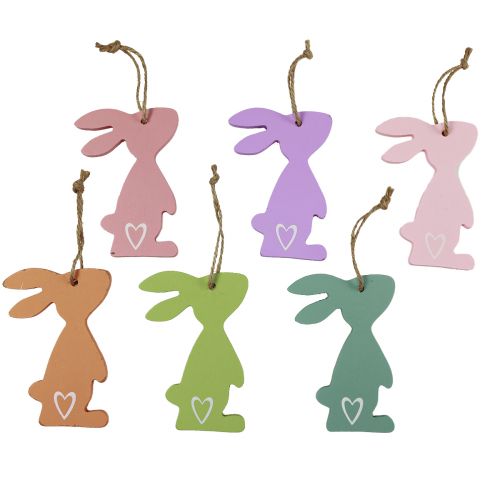 Floristik24 Easter bunny decoration hanging decoration wood Easter decoration pastel 10cm 10pcs