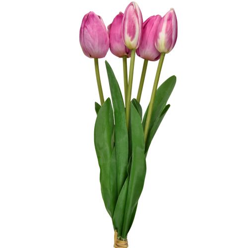 Floristik24 Pink Tulips Decoration Real Touch Artificial Flowers Spring 49cm 5 pcs