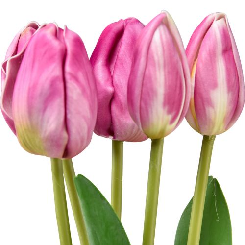 Floristik24 Pink Tulips Decoration Real Touch Artificial Flowers Spring 49cm 5 pcs