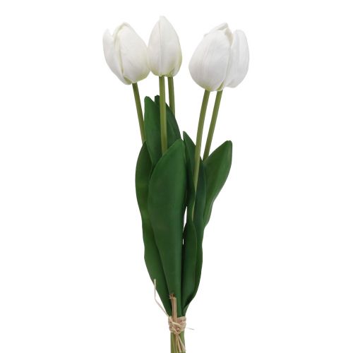 Floristik24 White Tulips Decoration Real Touch Artificial Flowers Spring 49cm 5pcs