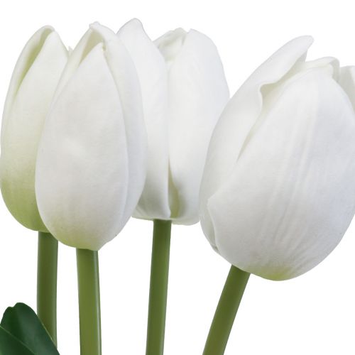 Product White Tulips Decoration Real Touch Artificial Flowers Spring 49cm 5 Pcs