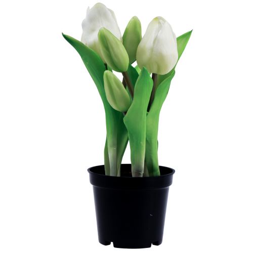 Floristik24 Artificial tulips in pot White tulips artificial flowers 22cm