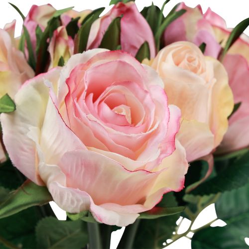 Product Artificial Roses Pink Cream Artificial Roses Decoration 29cm 12 Pcs