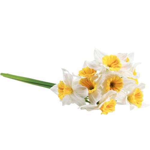 Product Artificial Daffodils White Silk Flowers Easter Bells 40cm 3 Pcs