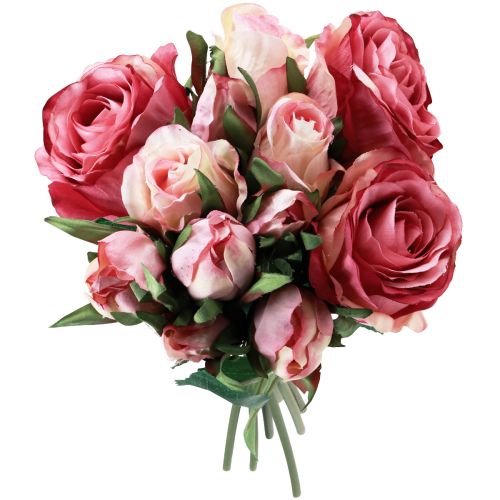 Product Artificial Roses Pink Artificial Roses Decoration Bouquet 29cm 12 Pcs