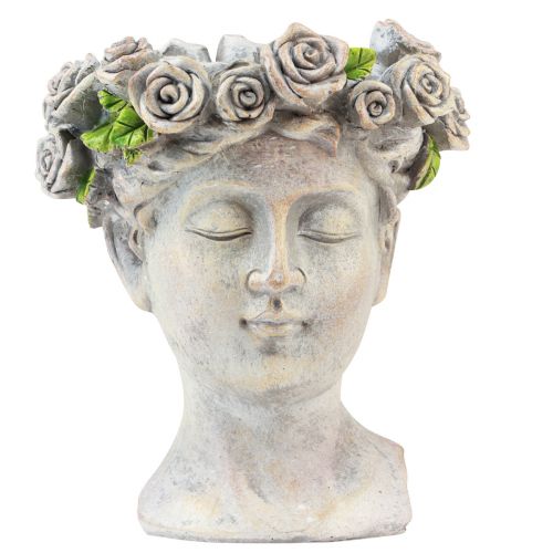 Flowerpot face female bust planting head concrete look H18cm