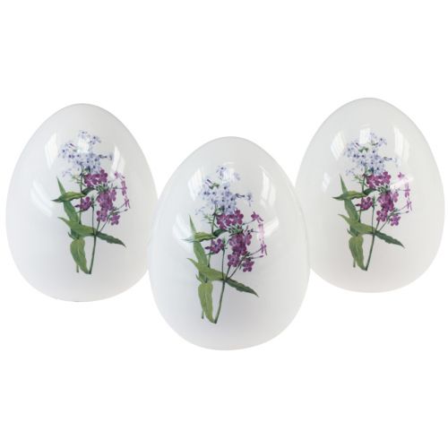 Ceramic Easter eggs decoration with floral decoration 12cm 3pcs