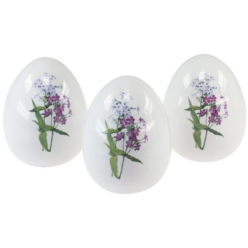 Floristik24 Ceramic Easter eggs decoration with floral decoration 12cm 3pcs