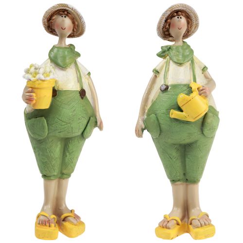 Floristik24 Decorative figures gardener table decoration summer green yellow 16.5×5.5cm 2pcs