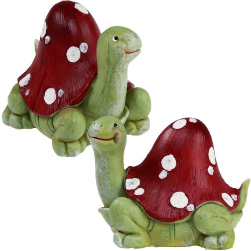 Floristik24 Turtle decoration fly agaric decoration green red 10cm 2pcs