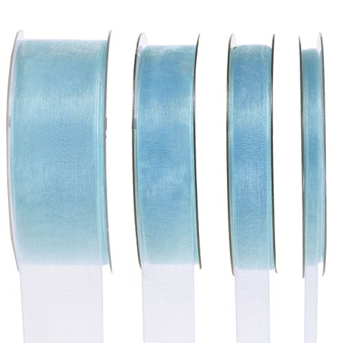 Floristik24 Organza ribbon gift ribbon light blue ribbon blue selvedge 50m