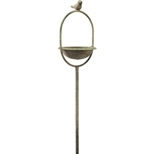 Product Decorative bird drinks green antique with skewer Ø11cm H55cm