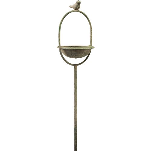 Decorative bird drink green antique with skewer Ø11cm H55cm