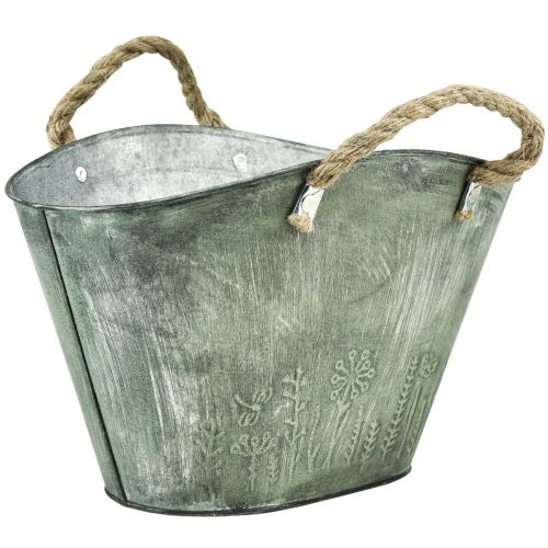 Floristik24 Flower pot with jute handles metal handbag 31×20×17cm