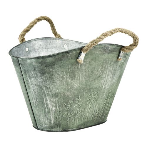 Floristik24 Flower pot with handles bag metal jute 24.5×17×15.5cm