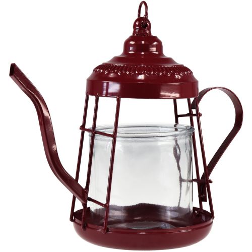 Product Tealight holder glass lantern teapot red Ø15cm H26cm