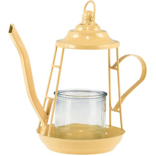 Tealight holder glass lantern teapot orange Ø13cm 22cm