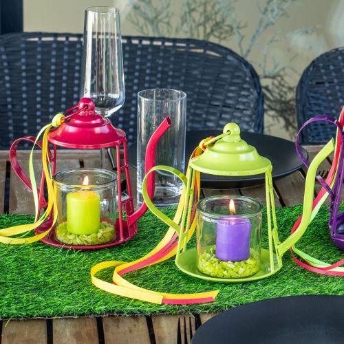 Product Tealight holder glass lantern metal jug red H22cm