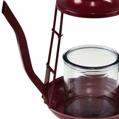 Product Tealight holder glass lantern metal jug red H22cm