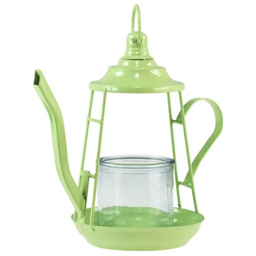 Tealight holder glass lantern teapot green Ø13cm H22cm