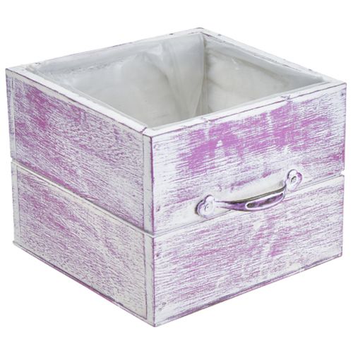 Product Plant drawer with handle pink white wood 12/15cm set of 2