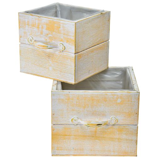 Product Plant drawer with handle orange white wood 12/15cm set of 2