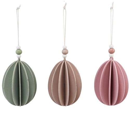 Floristik24 Easter eggs hanging wooden eggs green pink beige 6.5×9cm 6pcs