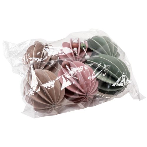 Product Easter Eggs Hanging Wooden Eggs Green Pink Beige 6.5×9cm 6 Pcs