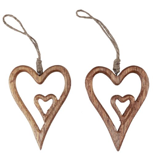 Wooden heart natural wood hearts for hanging 8×11cm 4pcs