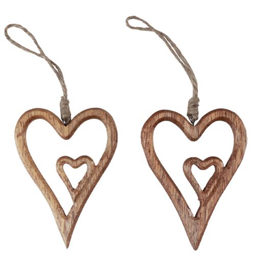 Floristik24 Wooden Heart Natural Wooden Hearts for Hanging 8×11cm 4 pcs