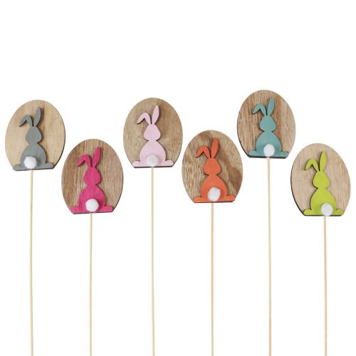 Product Flower stick Easter decoration wooden rabbit with egg 7.5×8cm 14pcs