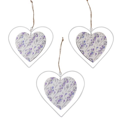 Floristik24 Decorative hearts for hanging white lilac 18.5×17cm 4pcs