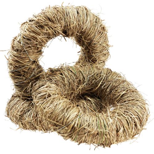 Decorative wreath hay wreath natural wreath summer wreath Ø20cm 3 pcs
