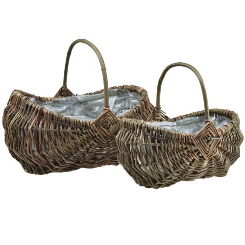 Floristik24 Plant basket basket with handle oval 35×25/25×18cm set of 2