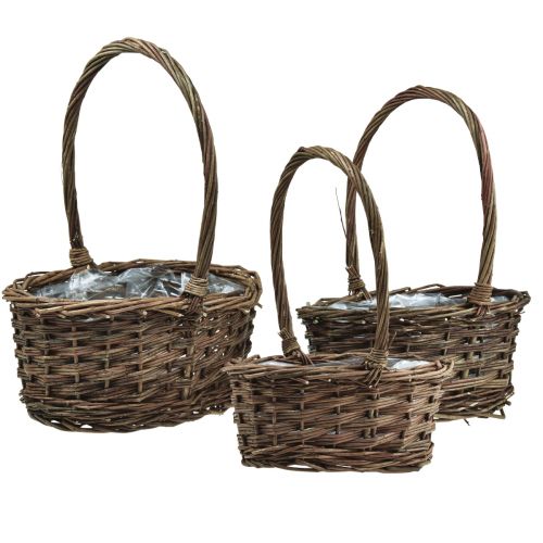 Floristik24 Basket with handle plant basket oval 26/24/20cm set of 3