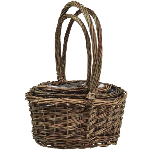 Floristik24 Basket with handle plant basket oval 26/24/20cm set of 3