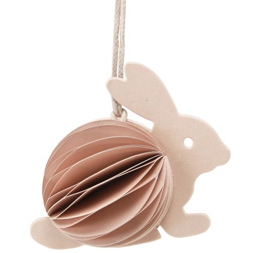 Product Honeycomb Easter bunnies for hanging white orange H8cm 5pcs