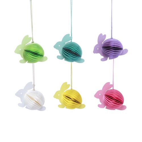 Floristik24 Honeycomb Easter bunnies sitting bunnies for hanging 7x4.5x6cm 5pcs